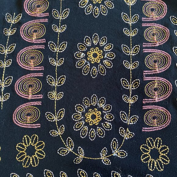 XHILARATION Embroidered Lace Long Sleeve Black Boho Midi Goth Dress XL EUC - Picture 6 of 15